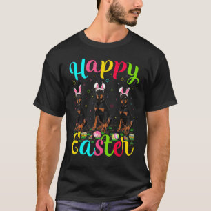 Doberman Dog Easter Egg Bunny Doberman Happy East T-Shirt