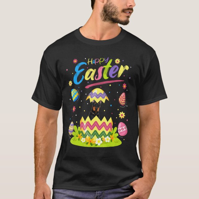 Doberman Dog   Easter Egg Doberman Happy Easter T-Shirt (Front)