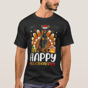 Doberman Dog  Halloween Christmas Happy Hallothank T-Shirt