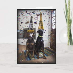 Doberman dog Happy New Year invitation or card