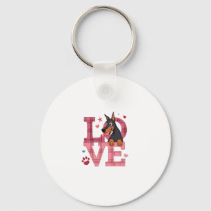 Doberman Dog I Love My Dog Valentines Day T-Shirt Key Ring