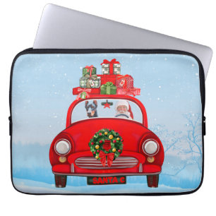 Doberman Dog In Car With Santa Claus  Laptop Sleeve