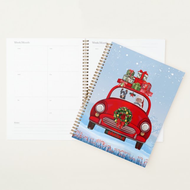 Doberman Dog In Car With Santa Claus Planner (Display)
