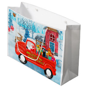 Doberman Dog in Christmas Delivery Truck Snow Large Gift Bag