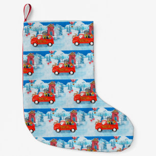 Doberman Dog in Christmas Delivery Truck Snow  Small Christmas Stocking