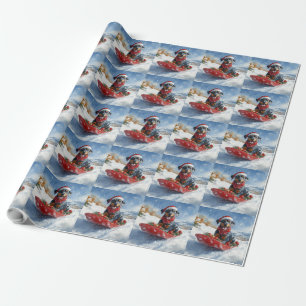 Doberman Dog in Sledge Let it Snow Christmas Wrapping Paper