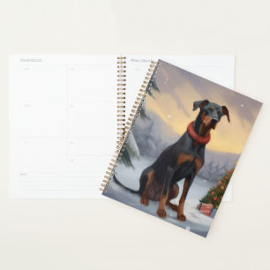 Doberman Dog in Snow Christmas  Planner