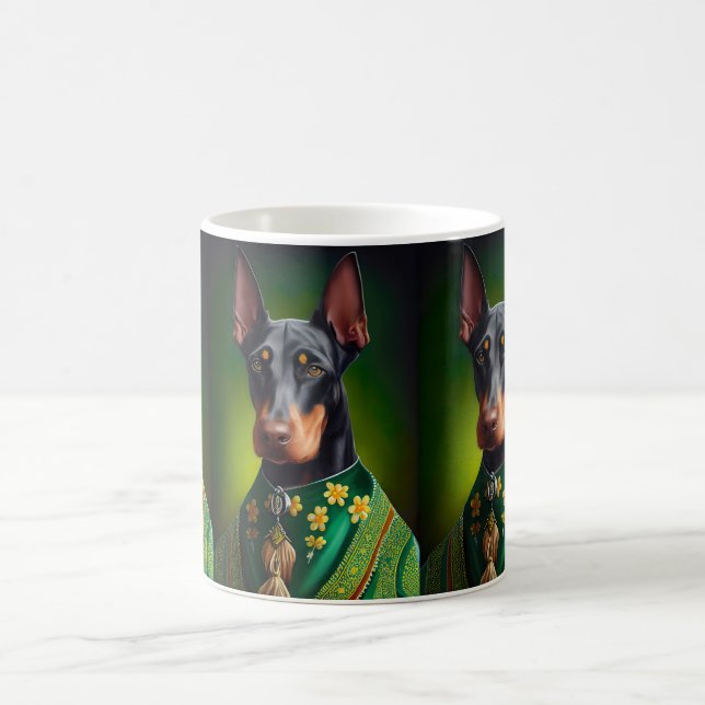 Doberman Dog in St. Patrick's Day Dress Coffee Mug (Center)
