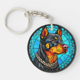 Doberman dog key ring
