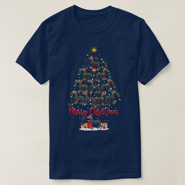 Doberman Dog Lover Matching Santa Doberman Christm T-Shirt (Design Front)