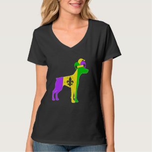 Doberman Dog Mardi Gras Carnivals Funny Puppy Jest T-Shirt