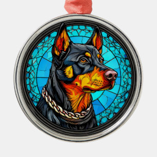Doberman dog metal tree decoration