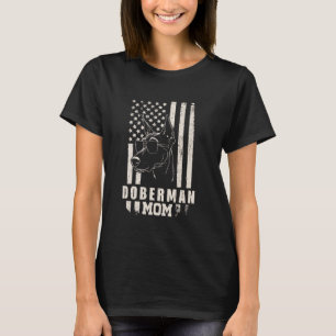 Doberman Dog Mum American Flag Gifts for Women Mam T-Shirt