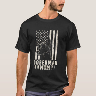 Doberman Dog Mum American Flag Gifts for Women Mam T-Shirt