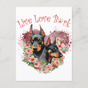 Doberman Dog Mum Floral Postcard