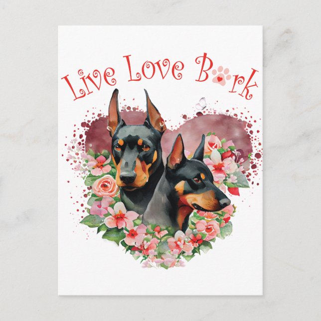 Doberman Dog Mum Floral Postcard (Front)
