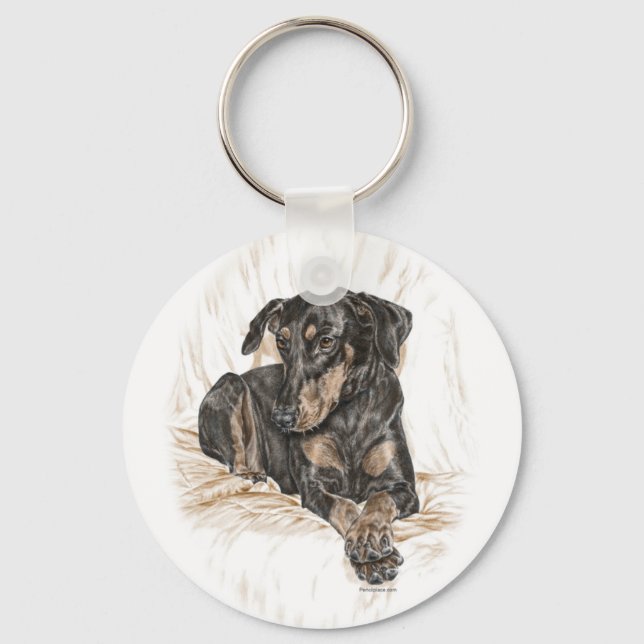 Doberman Dog Natural Ears for Keys Key Ring (Front)