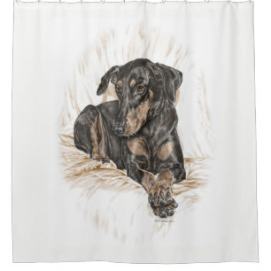 Doberman Dog Natural Ears for Keys Shower Curtain