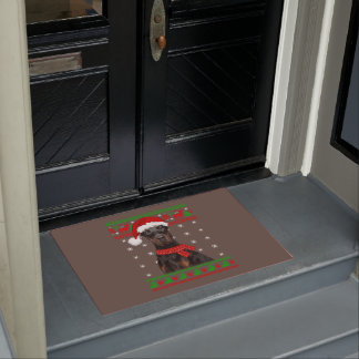 Doberman Dog Ugly Sweater Christmas Puppy Dog Love Doormat