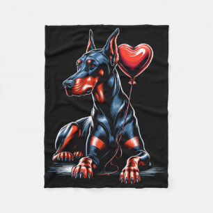 Doberman Dog Valentine's Day Dog Owner Valentine  Fleece Blanket