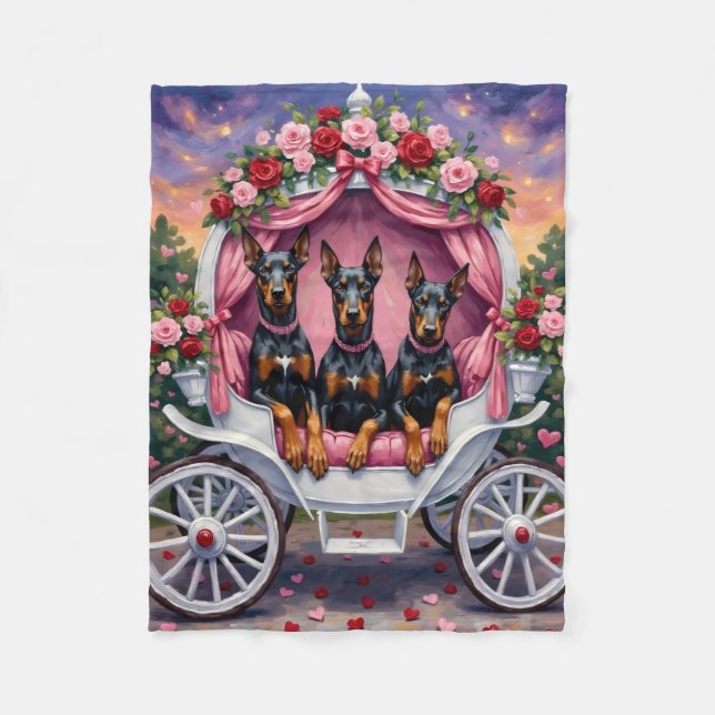 Doberman Dog Valentine's Day  Fleece Blanket (Front)