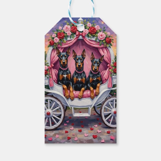 Doberman Dog Valentine's Day  Gift Tags (Front)