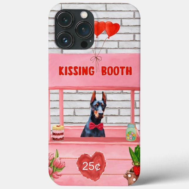Doberman Dog Valentine's Day Kissing Booth Case-Mate iPhone Case (Back)