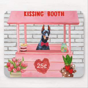Doberman Dog Valentine's Day Kissing Booth Mouse Mat