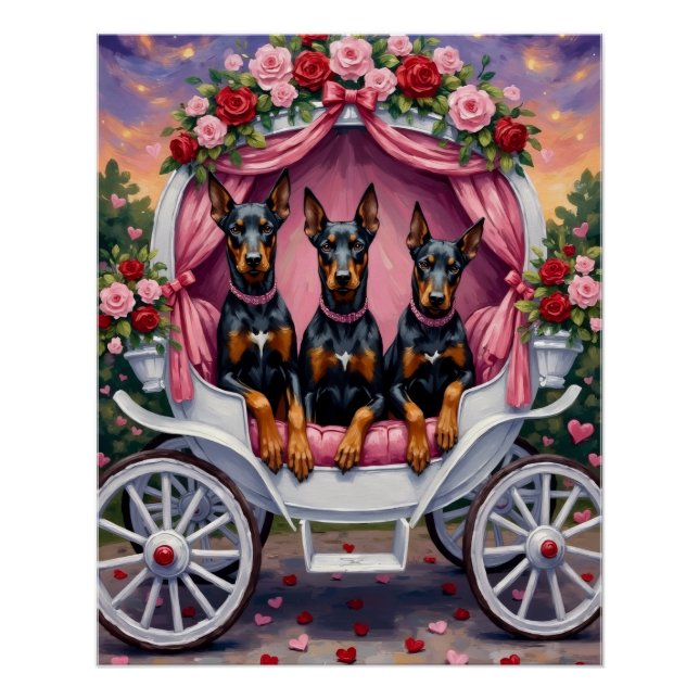 Doberman Dog Valentine's Day  Poster (Front)