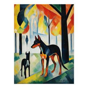 Doberman dog walking in the park 05 - Madeleine Ma Poster