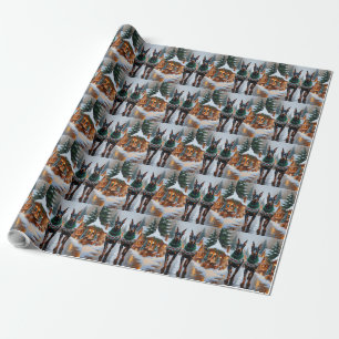 Doberman Dogs Christmas Snow Holiday Wrapping Paper