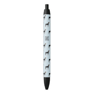 Doberman Dogs Pattern Monogrammed Black Ink Pen