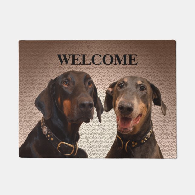 Doberman dogs welcome door mat (Front)