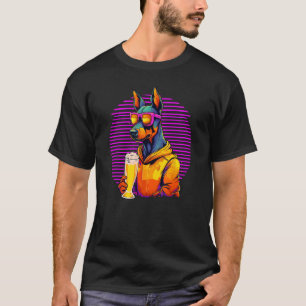 Doberman Drinking Beer For Mom Dad Dobie T-Shirt