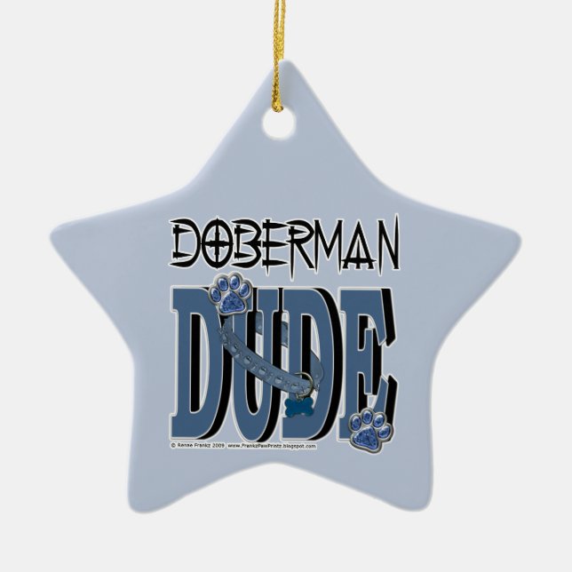Doberman DUDE Ceramic Tree Decoration (Front)