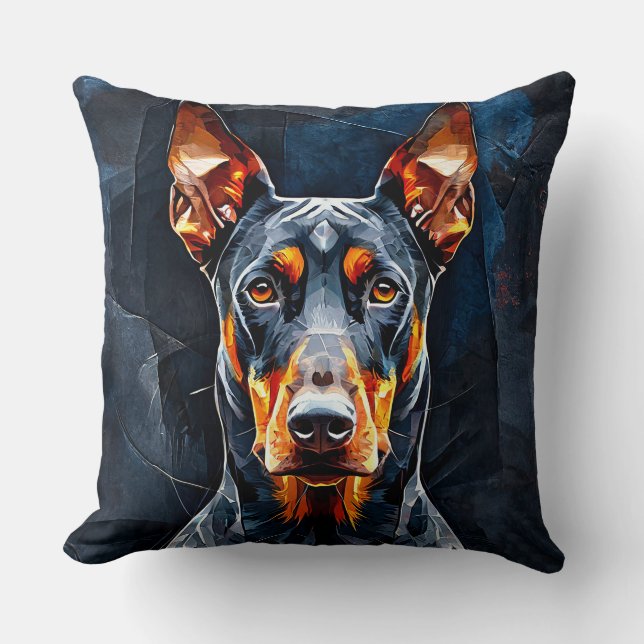 🐾 Doberman Elegance Glow ❄️ Modern Dog Lover Cushion (Front)