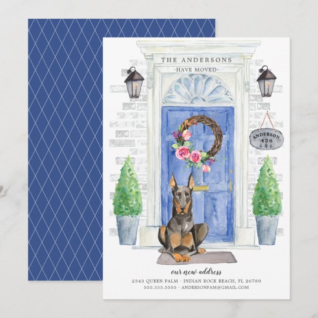 Doberman Front Door Moving Announcement (Front/Back)