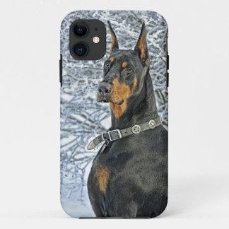 Doberman Frosty Day iPhone 11 Case