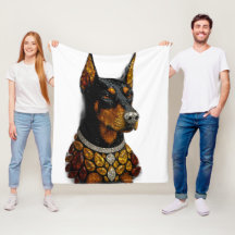 Doberman Gemstone Mosaic Luxury Art Throw Blanket