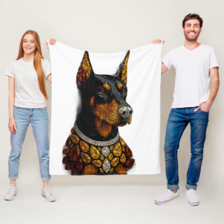 Doberman Gemstone Mosaic Luxury Art Throw Blanket