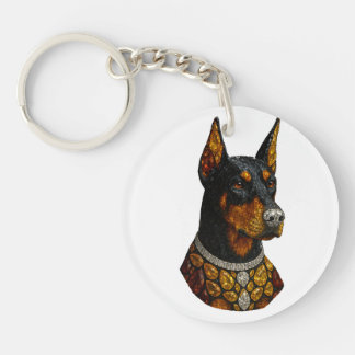 Doberman Gemstone Mosaic Luxury Key Ring