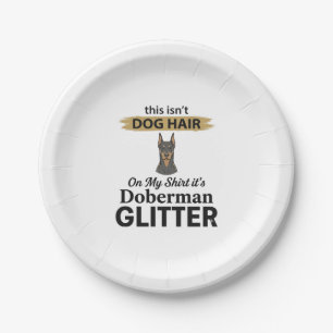 Doberman Glitter Funny Dog Lover Vintage Design_1 Paper Plate