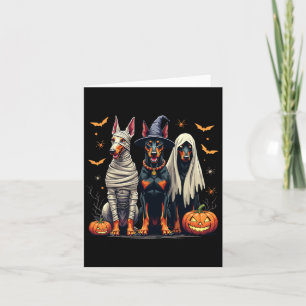 Doberman Halloween Costume Mummy Witch Ghost Card