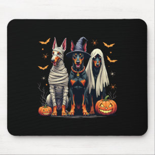 Doberman Halloween Costume Mummy Witch Ghost Mouse Mat