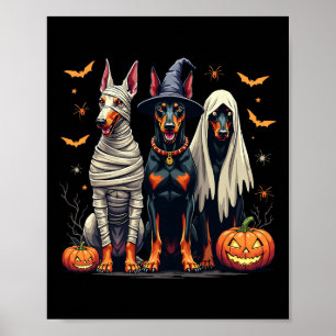 Doberman Halloween Costume Mummy Witch Ghost Poster