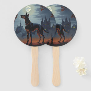 Doberman Halloween Scary Hand Fan