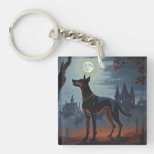 Doberman Halloween Scary Key Ring
