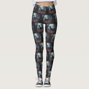 Doberman Halloween Scary Leggings