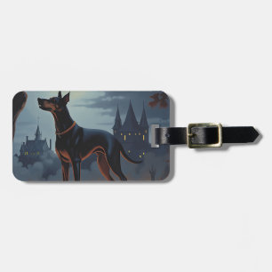 Doberman Halloween Scary Luggage Tag