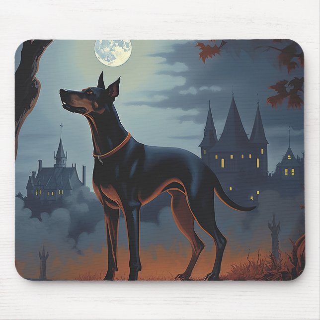 Doberman Halloween Scary Mouse Mat (Front)